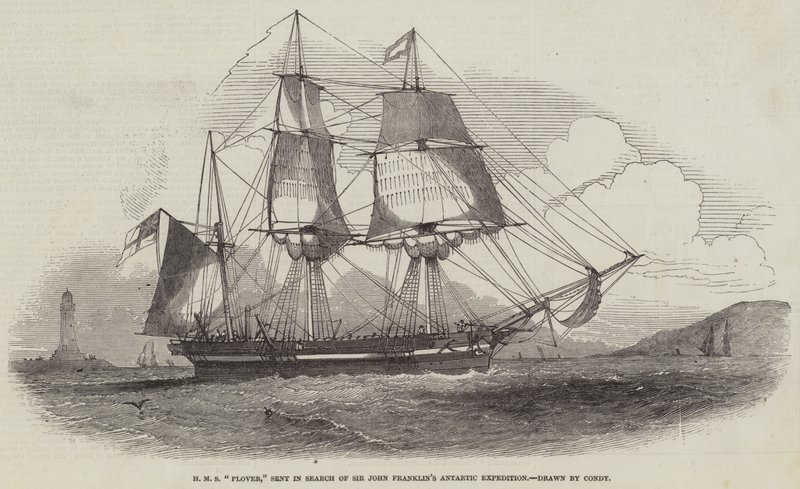 HMS „Plover”, wysłany w poszukiwaniu arktycznej wyprawy Sir Johna Franklina (rycina) autorstwa English School