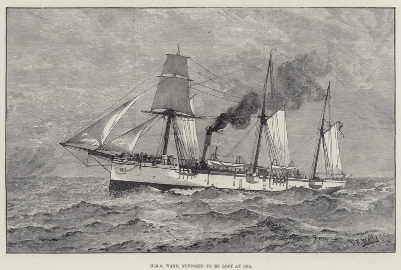 HMS Wasp, przypuszczalnie zaginął na morzu (rycina) autorstwa English School