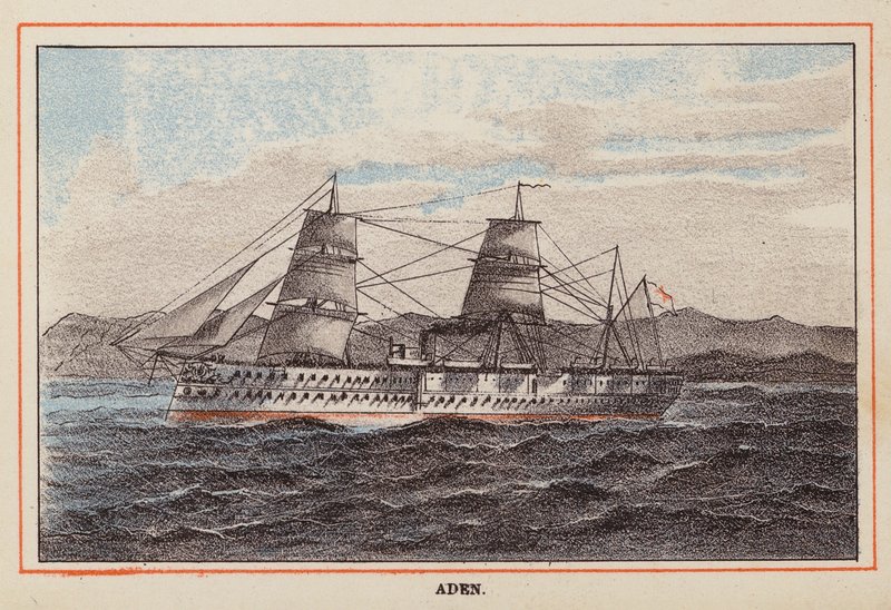 HM Indian Troop-Ship: Adem (kolorowy grawerunek) autorstwa English School