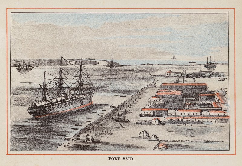 HM Indian Troop-Ship: Port Said (kolorowy grawerunek) autorstwa English School