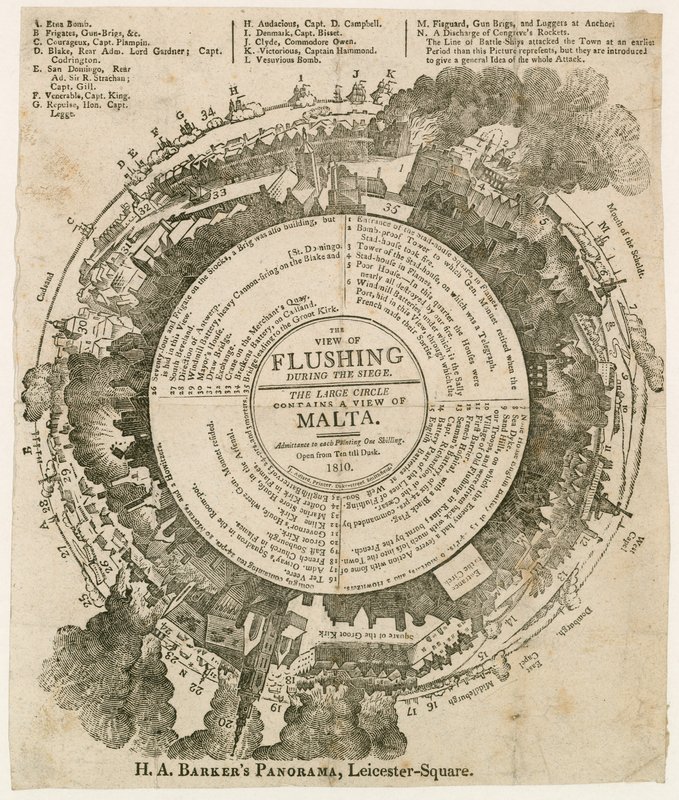 H A Barkers widok Flushing podczas oblężenia Malty, 1810, Panorama, Leicester Square, Londyn autorstwa English School