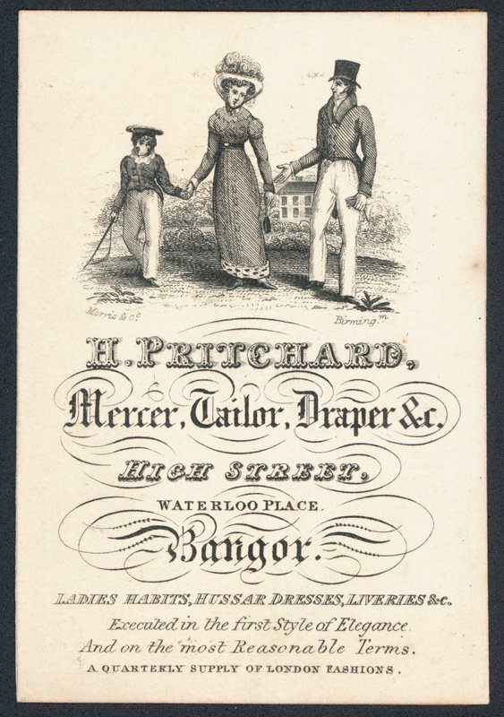H Pritchard, mercer, krawiec i draper, karta handlowa autorstwa English School