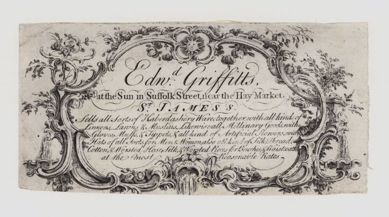 Pasmanteria, Edward Griffitts, karta handlowa autorstwa English School