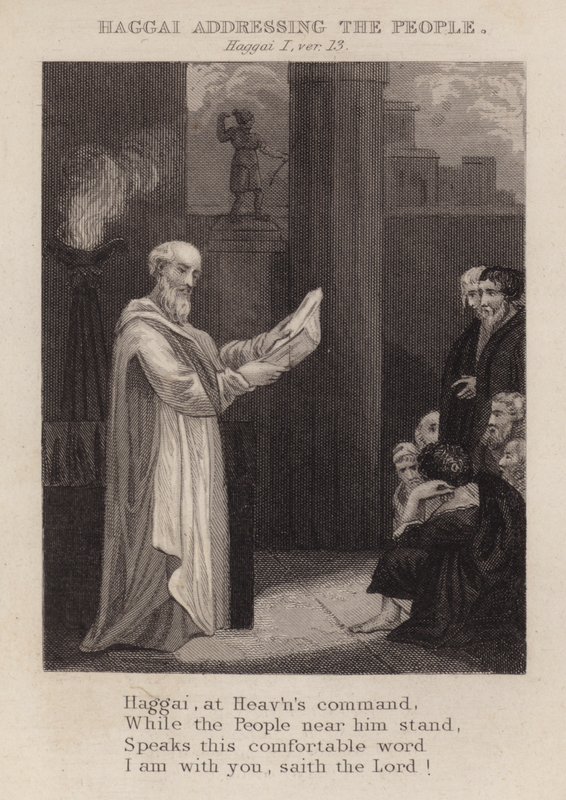 Aggeusz przemawiający do ludu, Aggeusza I, wer. 13 (rycina) autorstwa English School