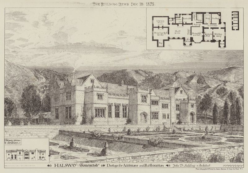 Halsway, Somersetshire, Projekt uzupełnień i renowacji (grawerowanie) autorstwa English School