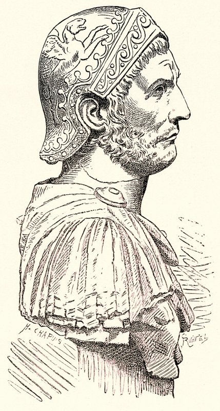 Hannibal, ilustracja z Historii Rzymu autorstwa Victora Duruy, opublikowana w 1884 r. (obraz ulepszony cyfrowo) autorstwa English School