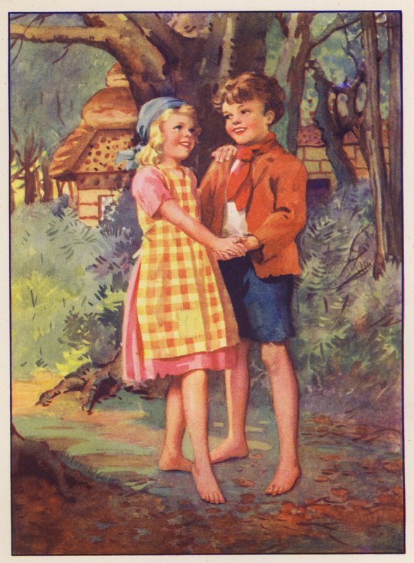 Jaś i Małgosia (kolorowa litografia) autorstwa English School