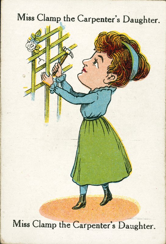 Szczęśliwe rodziny, ok. 1920 r: Panna Clamp, córka stolarza (kolorowa litografia) autorstwa English School