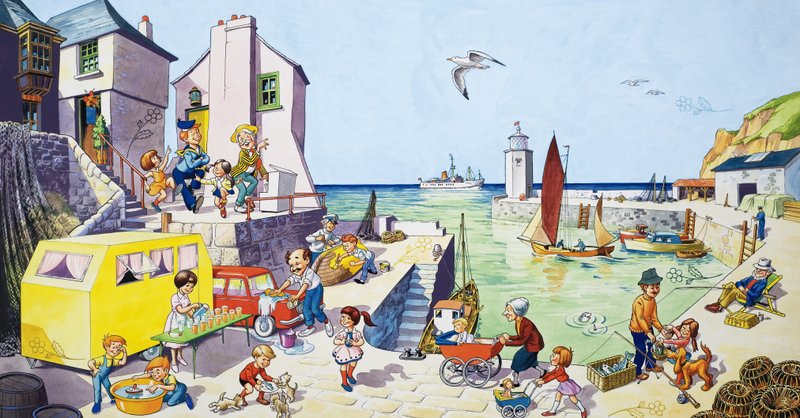 Scena portowa (z ukrytymi obrazami) autorstwa English School