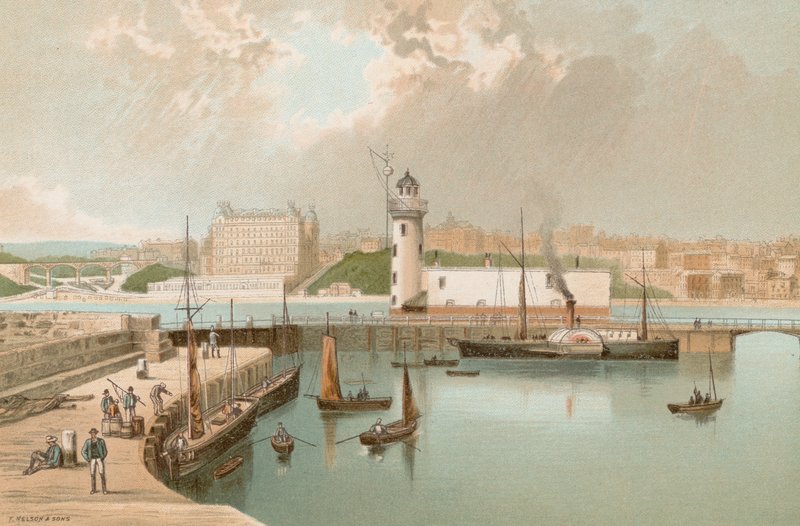 Port i latarnia morska - Scarborough autorstwa English School