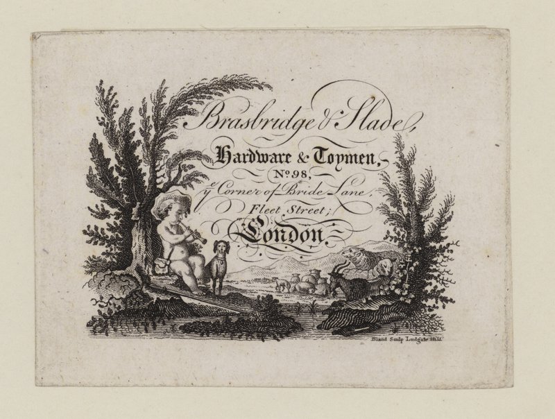 Sprzęt i Toyman, Brasbridge i Slade, karta handlowa autorstwa English School