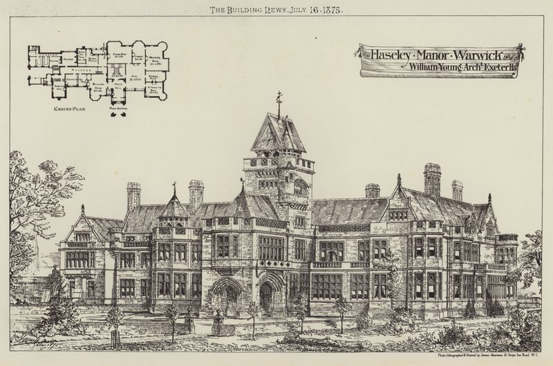 Haseley Manor, Warwick (grafika) autorstwa English School