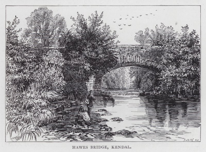 Hawes Bridge, Kendal (grawerowanie) autorstwa English School