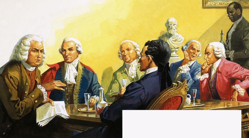 Namalował obraz słowami: James Boswell w Klubie Literackim autorstwa English School
