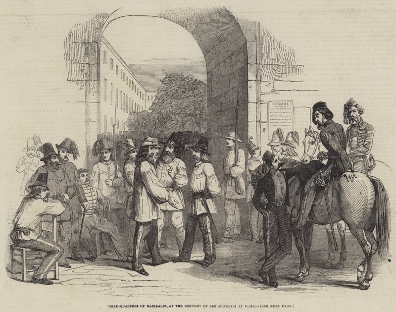 Siedziba Garibaldiego w klasztorze San Silvestri w Rzymie (rycina) autorstwa English School