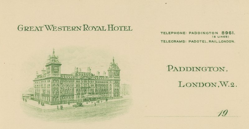 Papier firmowy z Great Western Royal Hotel autorstwa English School