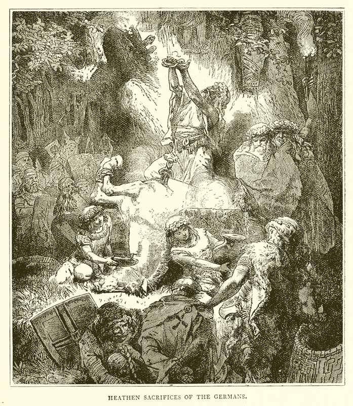 Pogańskie ofiary Niemców autorstwa English School
