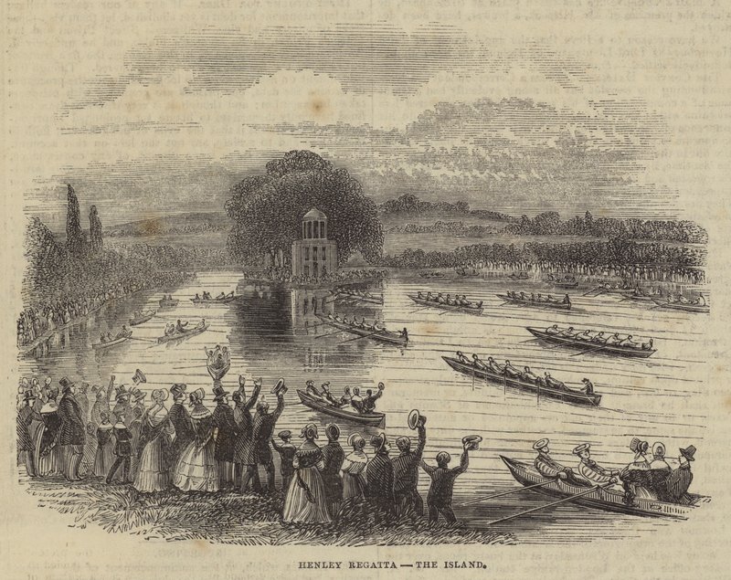 Henley Regatta, Wyspa (grawerowanie) autorstwa English School