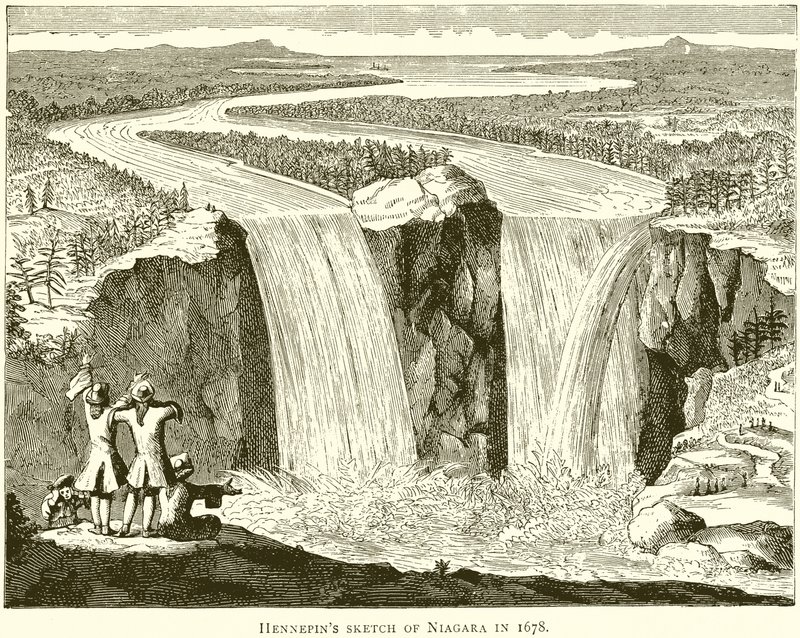 Hennepins Szkic Niagary w 1678 r. autorstwa English School