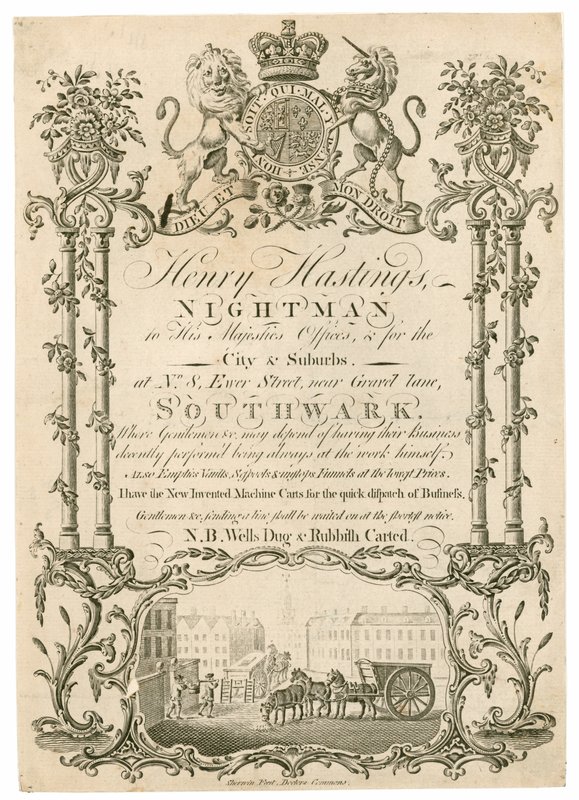 Henry Hastings, Nightman, karta handlowa autorstwa English School
