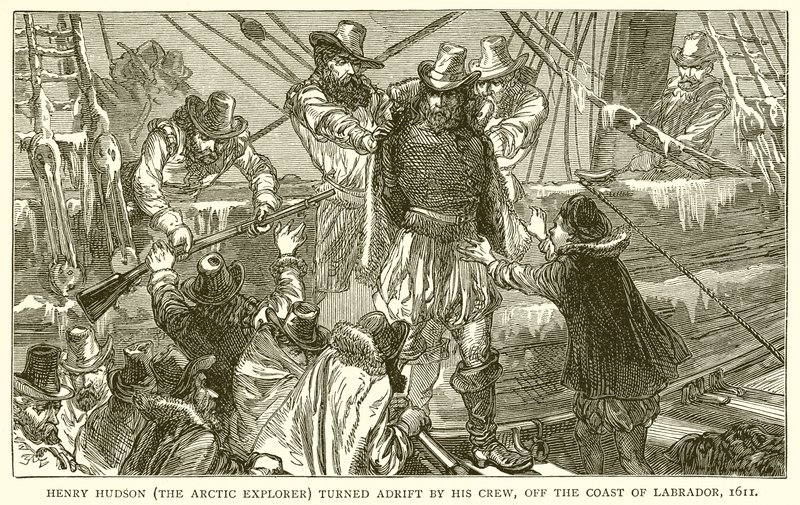 Henry Hudson (odkrywca Arktyki) dryfował przez swoją załogę u wybrzeży Labradora, 1611 autorstwa English School