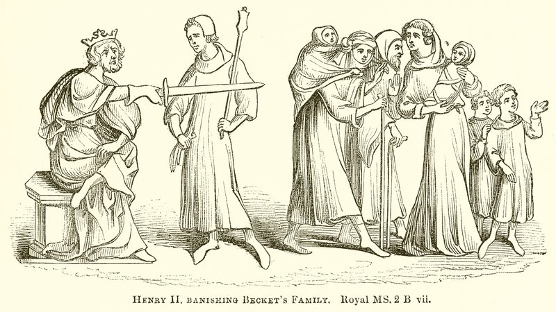 Henryk II wygnał rodzinę Beckets autorstwa English School