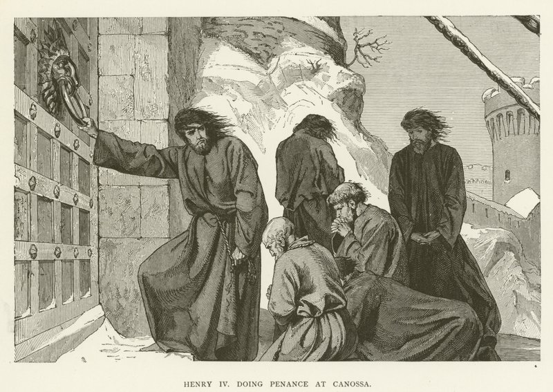 Henryk IV odprawiający pokutę w Canossa autorstwa English School