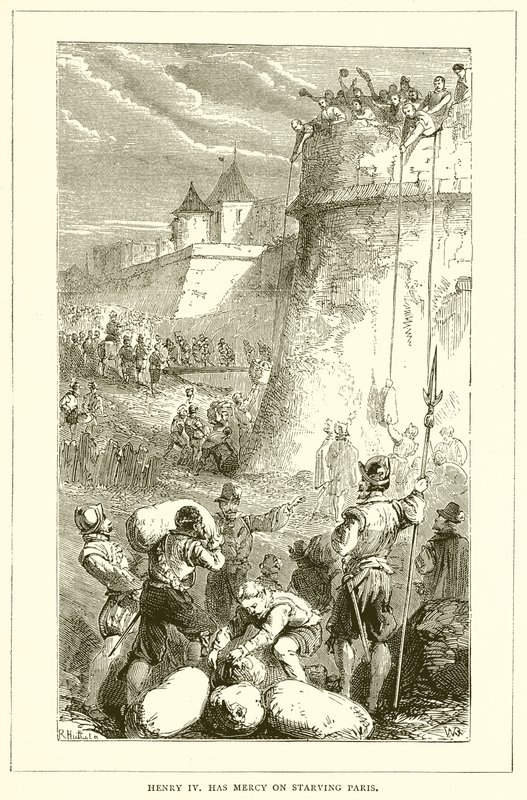 Henryk IV ma litość nad głodującym Paryżem autorstwa English School