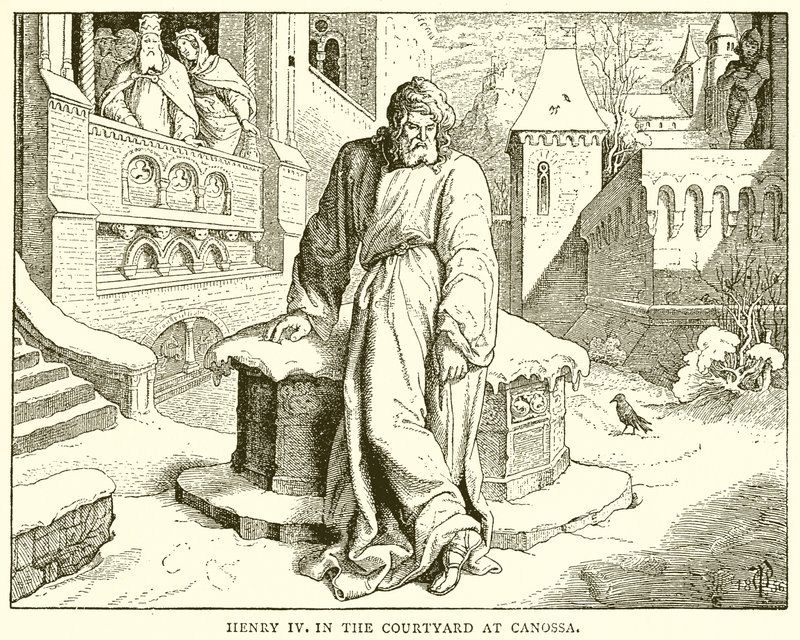 Henryk IV na dziedzińcu w Canossa autorstwa English School
