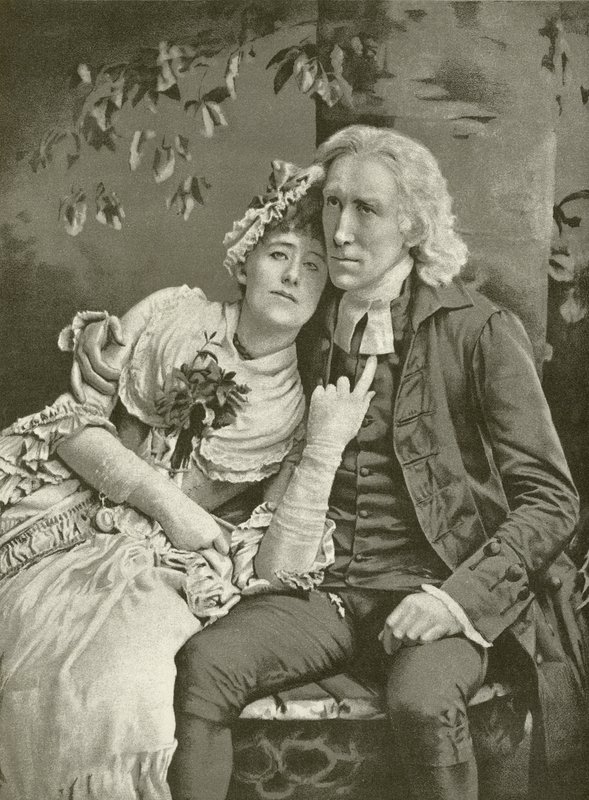Henry Irving jako wikariusz i Ellen Terry jako Olivia (wklęsłodruk) autorstwa English School