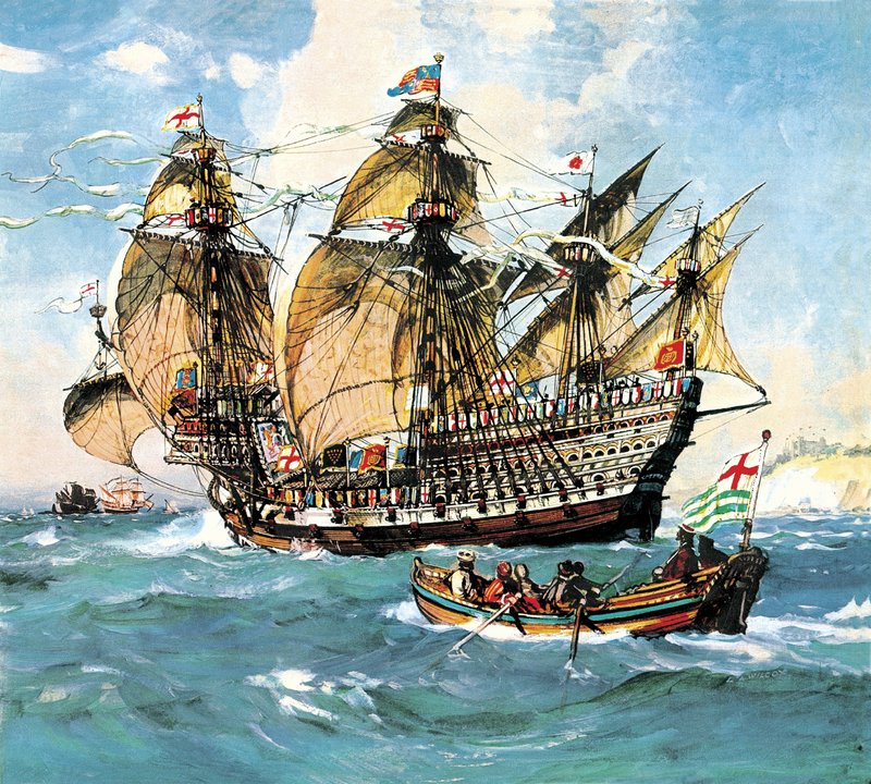 Okręt flagowy Henryka VIII „Henri Grace a Dieu” autorstwa English School