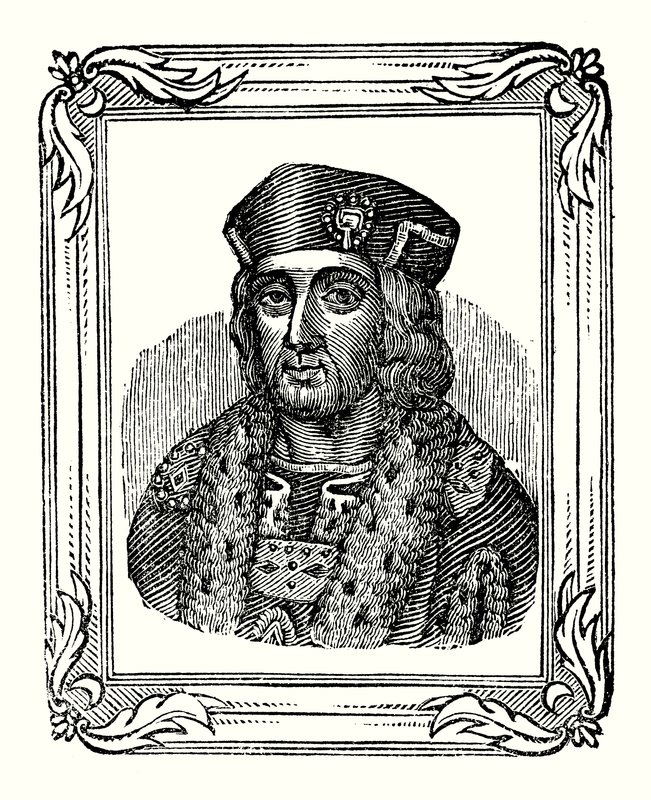 Henryk VII urodził się w 1457, koronowany w 1485, a zmarł w 1509 (ryty) autorstwa English School