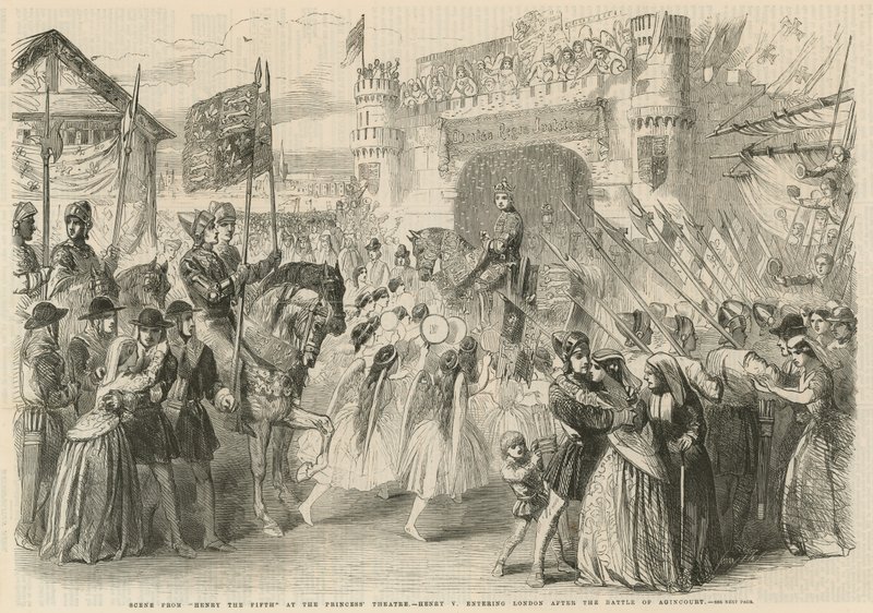 Henryk V wjeżdżający do Londynu po bitwie pod Agincourt autorstwa English School