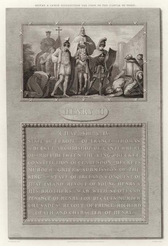 Henry i Lewis prowadzą papieża do zamku Torci autorstwa English School