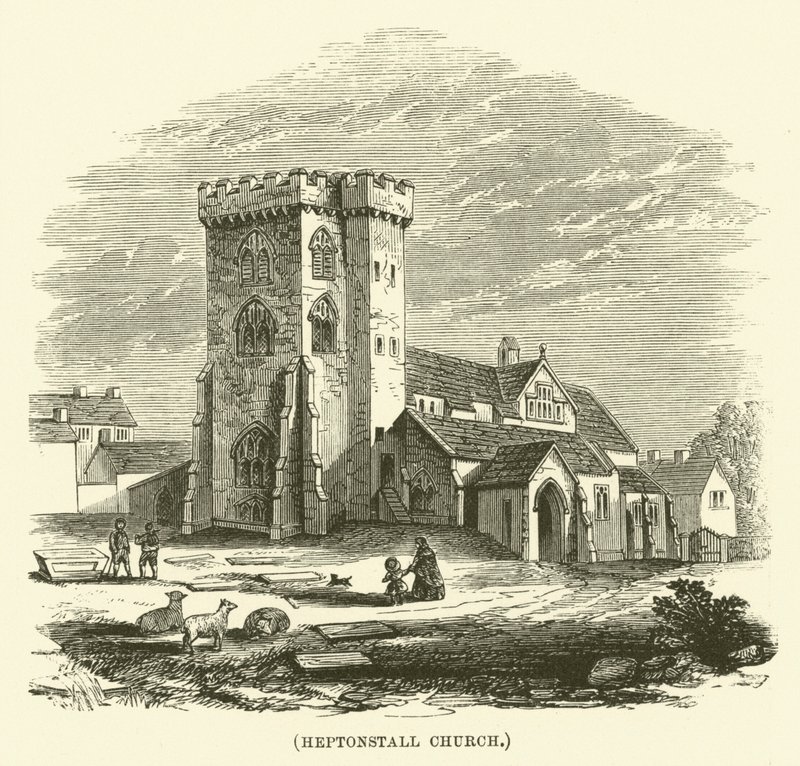 Kościół Heptonstall (grawerunek) autorstwa English School