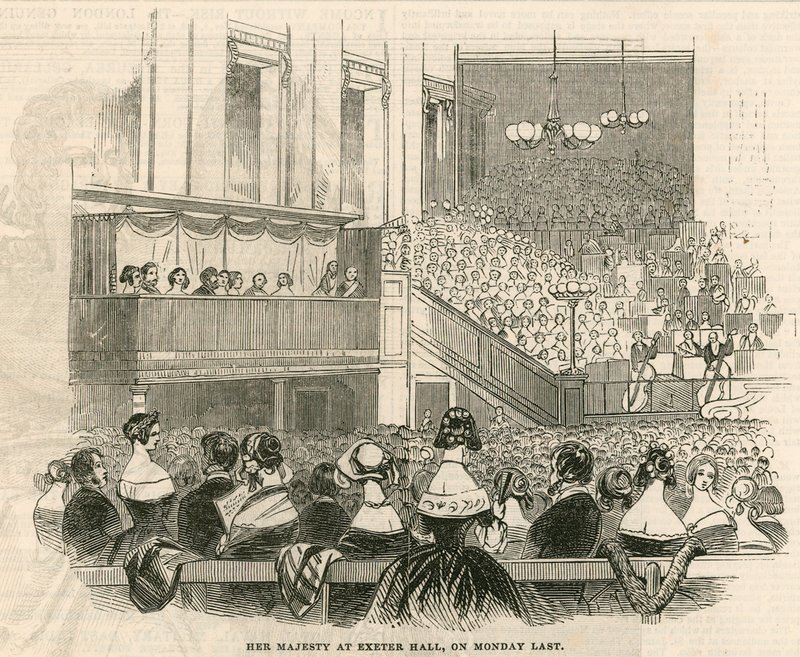 Jej Wysokość Królowa Wiktoria w Exeter Hall, Strand, Londyn autorstwa English School