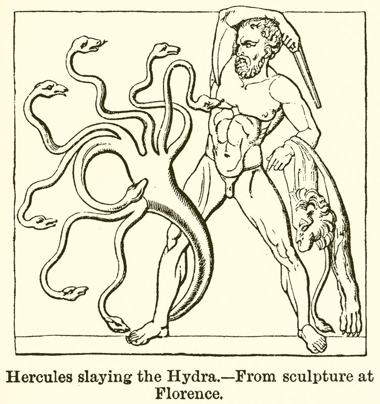 Herkules zabija Hydrę autorstwa English School