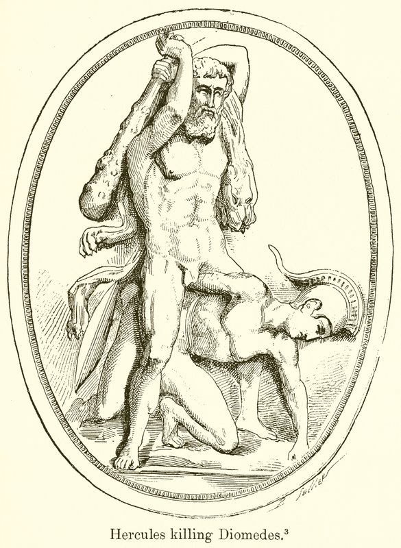 Herkules zabija Diomedes autorstwa English School