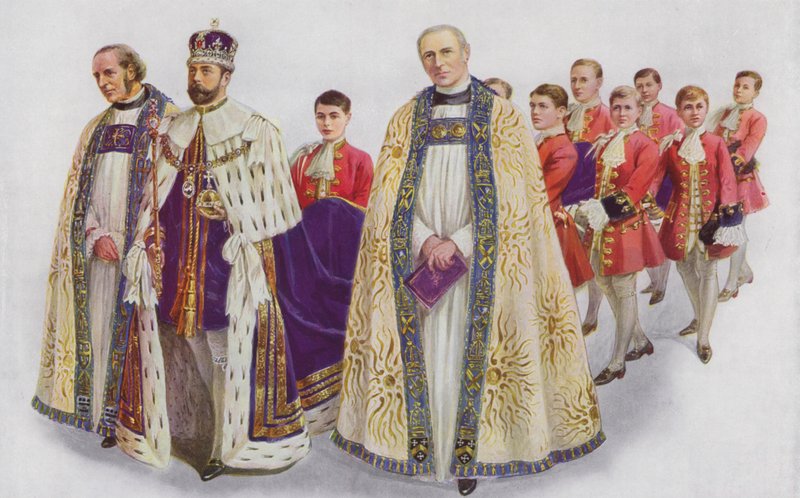 Jego Wysokość Król wchodzący do Opactwa autorstwa English School