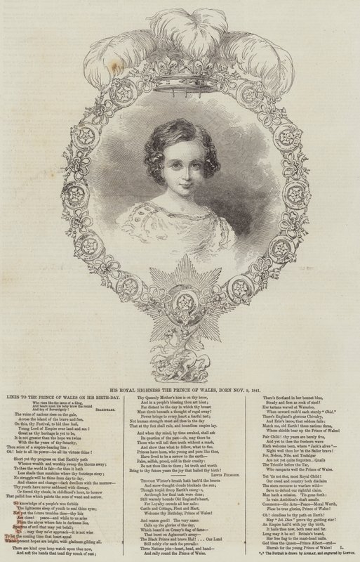 Jego Królewska Wysokość Książę Walii, urodzony 9 listopada 1841 (grawerowanie) autorstwa English School