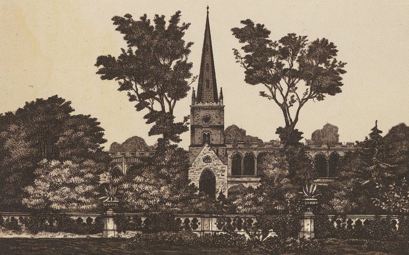Kościół Świętej Trójcy, Stratford on Avon (litografia) autorstwa English School