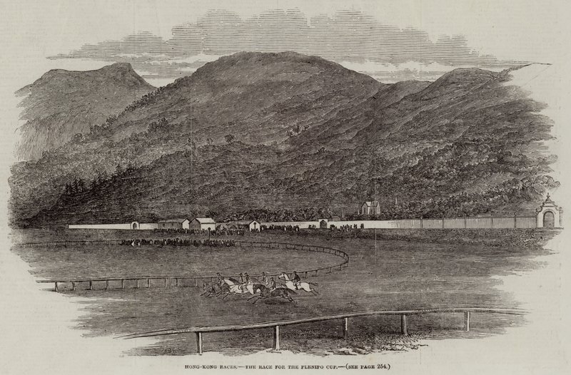 Hong-Kong Races, wyścig o Puchar Plenipo (grawerowanie) autorstwa English School