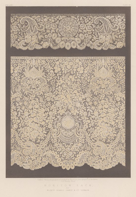 Honiton Lace autorstwa panów Howell James and Co, Londyn autorstwa English School