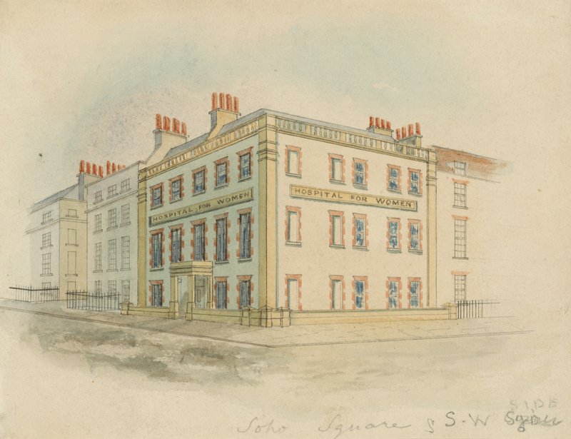 Szpital dla Kobiet, Soho Square, Londyn (wc na papierze) autorstwa English School