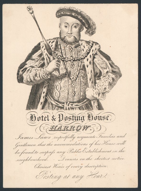 Hotel i Dom Pocztowy, Harrow, karta handlowa autorstwa English School