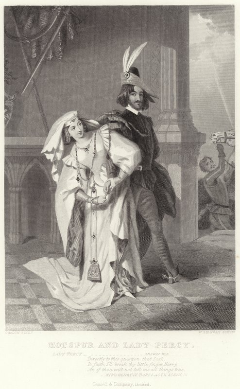 Hotspur i Lady Percy, król Henryk IV, część I, akt II, scena III autorstwa English School