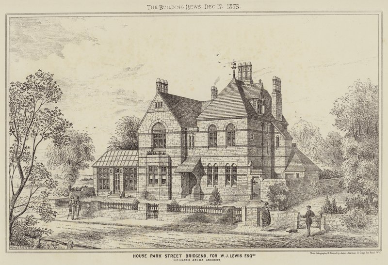House Park Street Bridgend, dla WJ Lewis Esquire (grawerowanie) autorstwa English School