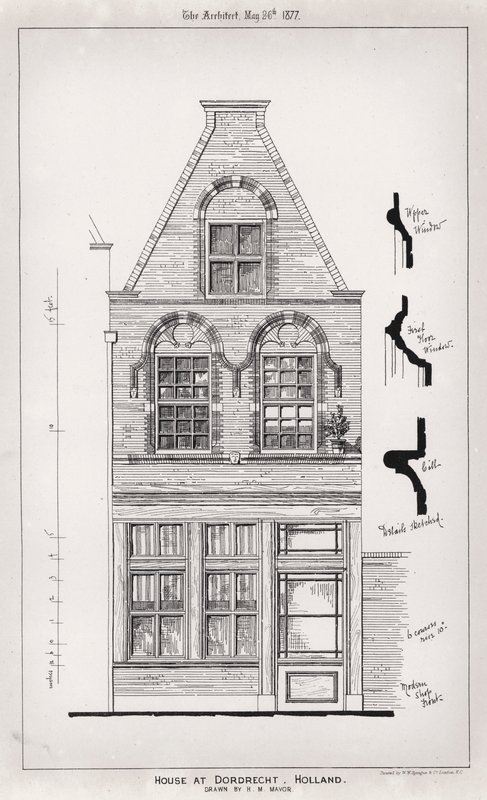 Dom w Dordrecht, Holandia (grawerowanie) autorstwa English School
