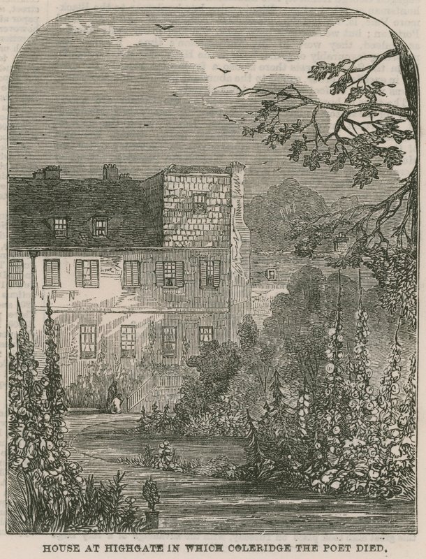 Dom przy Highgate w Londynie, w którym zmarł poeta Samuel Coleridge autorstwa English School