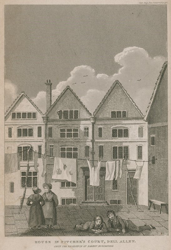Dom w Pitchers Court, Bell Alley, niegdyś rezydencja Roberta Bloomfielda autorstwa English School